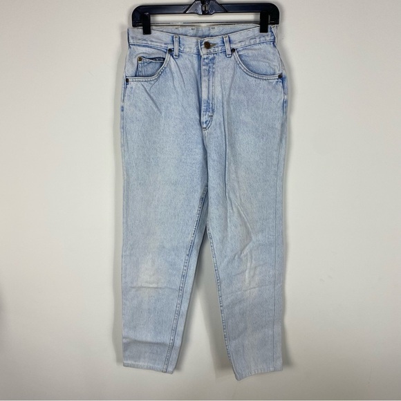 Vintage Y2k Lee 100% Cotton Light Wash Denim High Waisted Mom Jeans - Picture 1 of 5